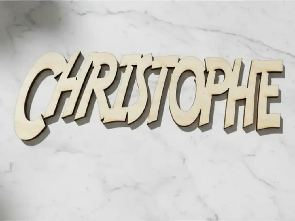 PRÉNOM DE PORTE SIMPLE EN CONTRE PLAQUE 3 MM D'ÉPAISSEUR PERSONNALISABLE