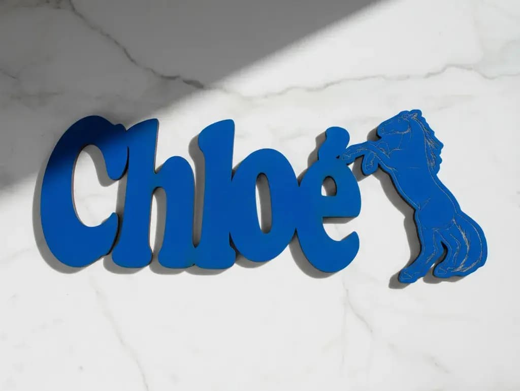 PRÉNOM DE PORTE DÉCOUPE/GRAVURE LASER CHEVAL EN CONTRE PLAQUE 3 MM D'ÉPAISSEUR PERSONNALISABLE