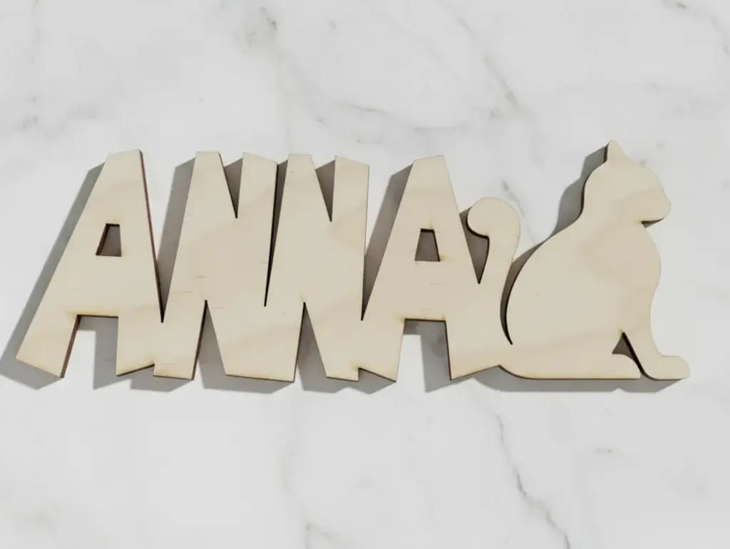 PRÉNOM DE PORTE DÉCOUPE LASER CHAT EN CONTRE PLAQUE 3 MM D'ÉPAISSEUR PERSONNALISABLE