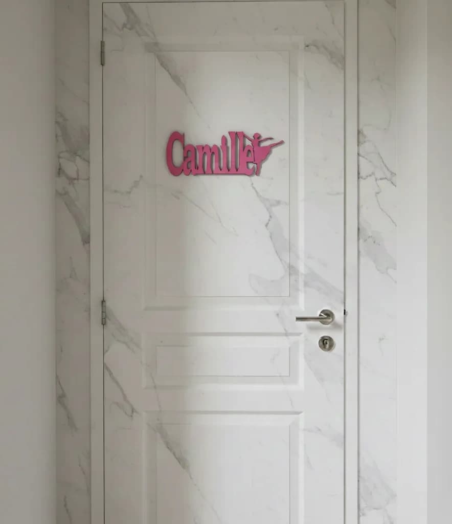 PRÉNOM DE PORTE DÉCOUPE LASER DANSEUSE EN CONTRE PLAQUE 3 MM D'ÉPAISSEUR PERSONNALISABLE 1